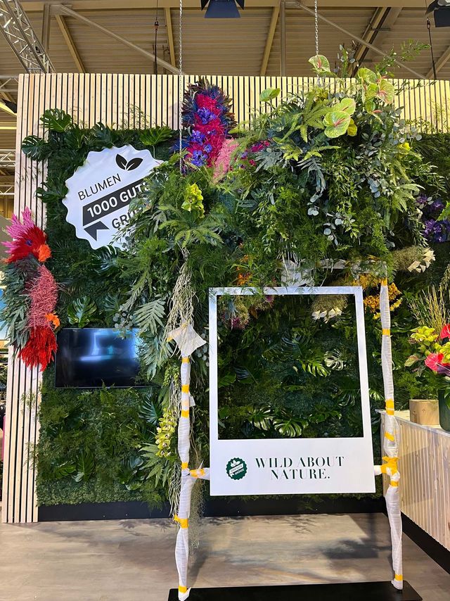 Messe Essen, Messestand, Flowerwall, Blumenwand, Backdrop